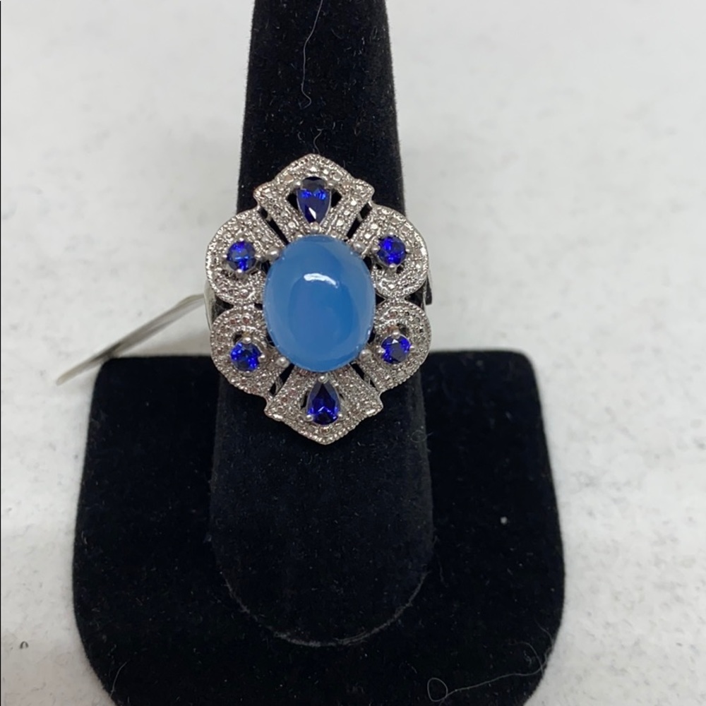 Beautiful silver and blue quartz ring